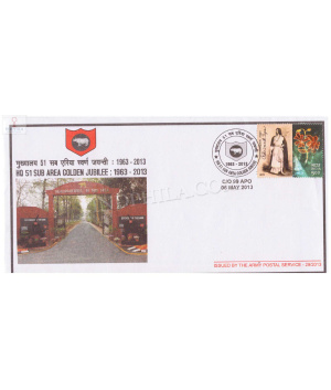 India 2013 Golden Jubilee Of Hq 51 Sub Are Army Postal Cover