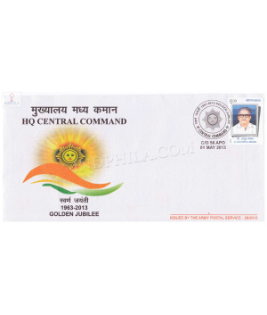 India 2013 Golden Jubilee Of Hq Centeral Comman Army Postal Cover
