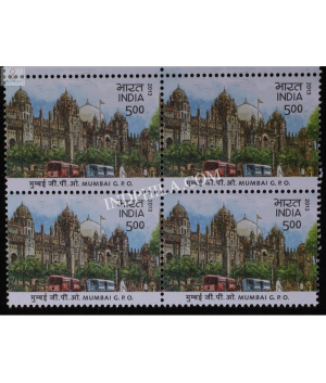 India 2013 Heritage Building Mumbai Gpo Mnh Block Of 4 Stamp