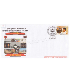 India 2013 Hq 101 Area Golden Jubilee Army Postal Cover