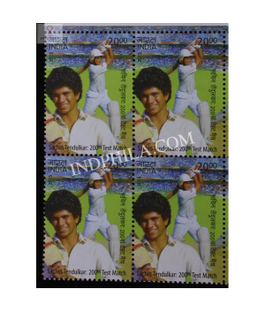 India 2013 Sachin Tendulkar 200th Test Match S1 Mnh Block Of 4 Stamp