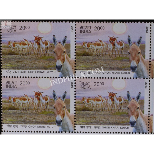 India 2013 Wild Asses Of Kutchh And Ladakh Ghor Kharkutch Asses Mnh Block Of 4 Stamp