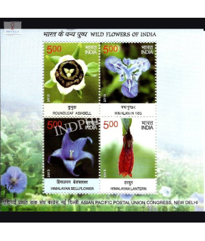 India 2013 Wild Flowers Of India 4 Stamps 2 3 Mnh Miniature Sheet