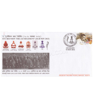 India 2013 Xvi Reunion The Jat Regiment Army Postal Cover