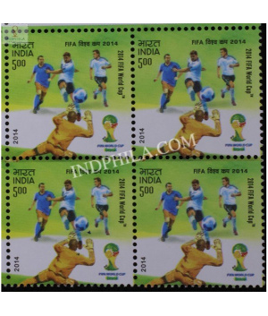 India 2014 2014 Fifa World Cup S2 Mnh Block Of 4 Stamp