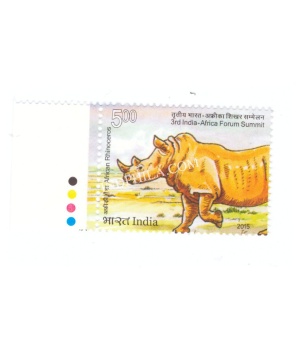 India 2015 3rd India Africa Forum Summit Two Horned Rhino Mnh Single Traffic Light Stamp