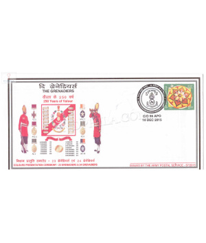 India 2015 Colours Presentation Ceremony 23 Grenadiers And 24 Grenadiers Army Postal Cover