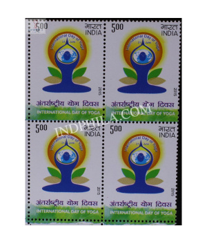 India 2015 International Yoga Day Mnh Block Of 4 Stamp