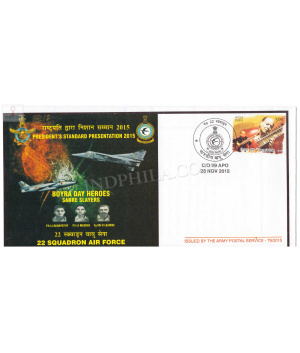 India 2015 Presidents Standard Presentation 22 Squadron Air Force Army Postal Cover