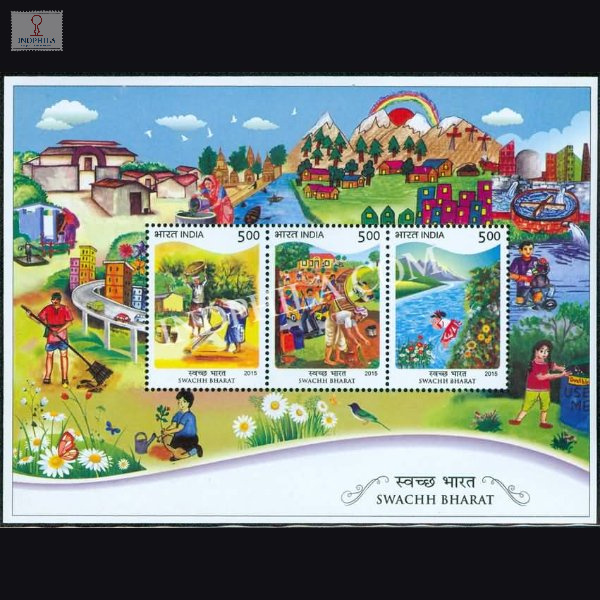 India 2015 Swachh Bharat Mission Mnh Miniature Sheet