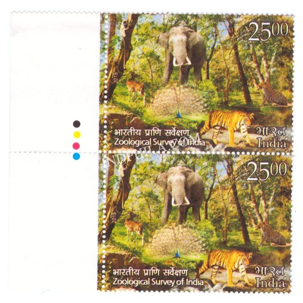 India 2015 Zoological Survey Of India S2 Mnh Strip Of 2 Traffic Light Stamp