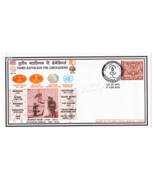 India 2016 3rd Battalion The Grenadiers Army Postal Cover