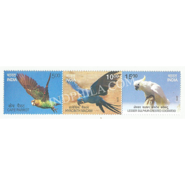 India 2016 Exotic Birds Mnh Setenant Horizontal Strip