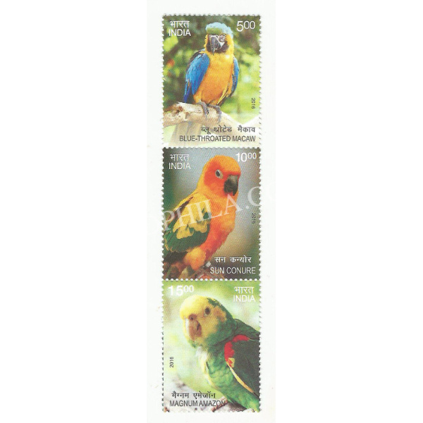 India 2016 Exotic Birds Mnh Setenant Vertical Strip