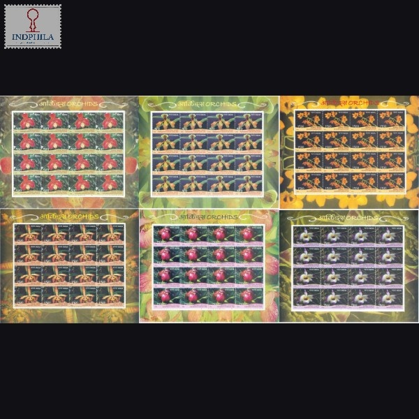 India 2016 Orchids Set Of 6 Mnh Sheetlet