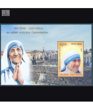 India 2016 Saint Teresa Mnh Miniature Sheet