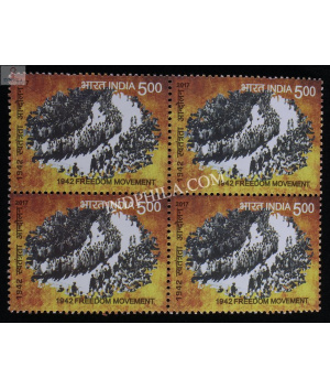 India 2017 1942 Freedom Movement S4 Mnh Block Of 4 Stamp