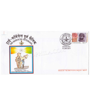 India 2017 Inaugural Armed Forces Veterans Day Tri Service Veterans Army Postal Cover