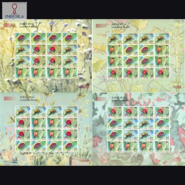 India 2017 Ladybird Beetle Set Of 4 Mnh Sheetlet