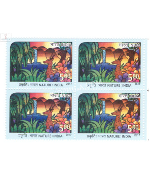 India 2017 Nature India Deer Mnh Block Of 4 Stamp