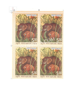 India 2017 Nature India Elephant Mnh Block Of 4 Stamp
