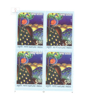 India 2017 Nature India Peacock Mnh Block Of 4 Stamp