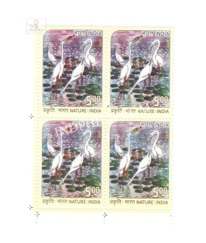 India 2017 Nature India Storks Mnh Block Of 4 Stamp
