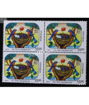 India 2017 Nest Bulbul Mnh Block Of 4 Stamp