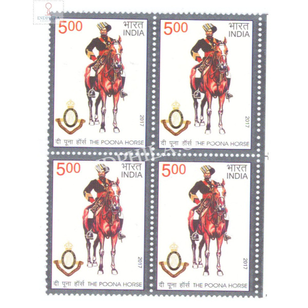 India 2017 Poona Horse Mnh Block Of 4 Stamp
