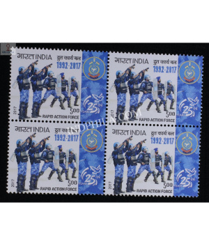 India 2017 Rapid Action Force Mnh Block Of 4 Stamp
