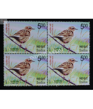 India 2017 Vulnerable Birds Nilgiri Pipit Mnh Block Of 4 Stamp