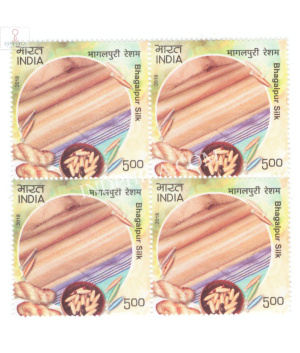 India 2018 Handlooms Of India Bhagalpur Silk Mnh Block Of 4 Stamp