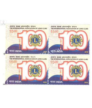 India 2018 Lion Centenary Mnh Block Of 4 Stamp