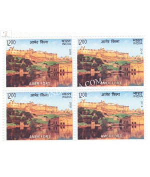 India 2018 Unesco World Heritage Sites In India Forts Amer Fort Mnh Block Of 4 Stamp