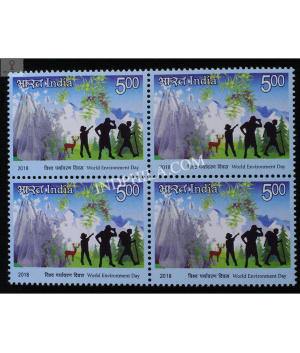 India 2018 World Environment Day Hunting Mnh Block Of 4 Stamp