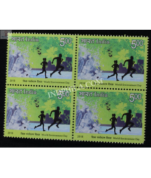 India 2018 World Environment Day Jogging Mnh Block Of 4 Stamp