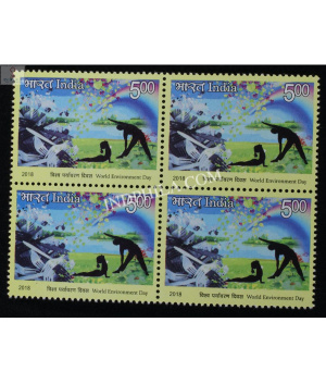 India 2018 World Environment Day Yoga Mnh Block Of 4 Stamp