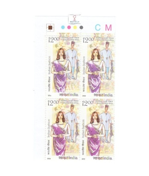 India 2019 Indian Fashion Sari 2nd Series Traditional Parsi Attire Mnh Block Of 4 Traffic Light Stamp