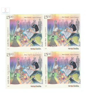 India 2019 Indian Fashion Series Concept To Consumer Fashion Designer Mnh Block Of 4 Stamp