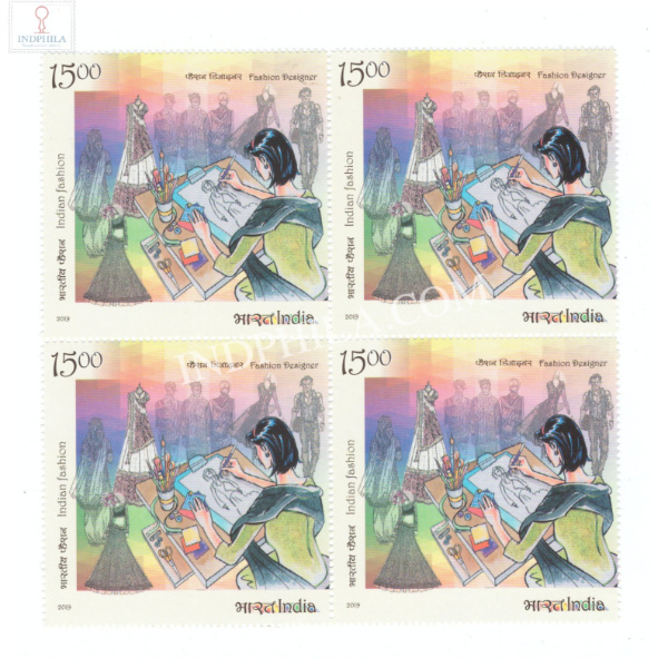 India 2019 Indian Fashion Series Concept To Consumer Fashion Designer Mnh Block Of 4 Stamp