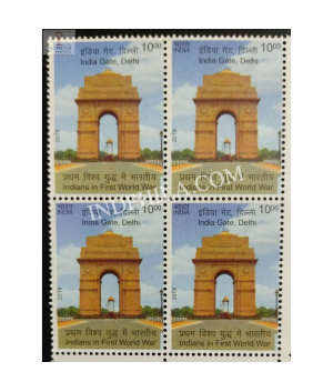 India 2019 Participation Of India In 1st World War India Gate Mnh Block Of 4 Stamp