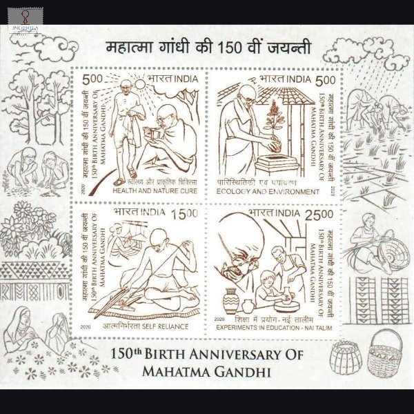 India 2020 150th Birth Anniversary Of Mahatma Gandhi Mnh Miniature Sheet