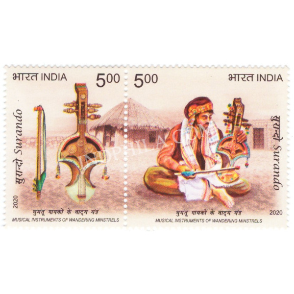 India 2020 Surando Musical Instruments Of Wandering Minstrels Mnh Setenant Pair