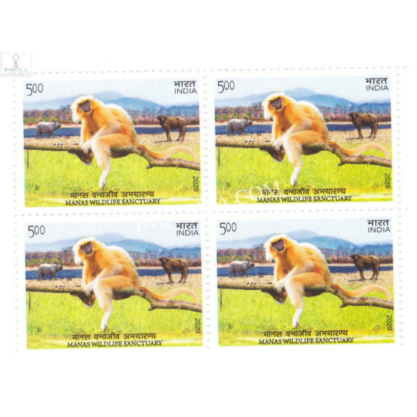 India 2020 Unesco World Heritage Sites Manas Wild Life Mnh Block Of 4 Stamp