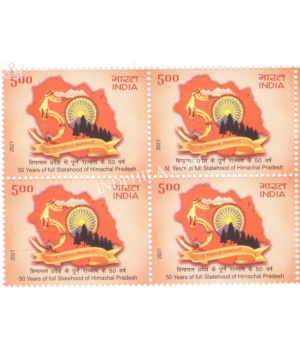 India 2021 50 Years Of Himachal Pradesh Mnh Block Of 4 Stamp