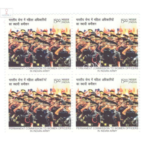 India 2022 Permanent Commission To Women Officers In Indian Army Salutation Mnh Block Of 4 Stamp