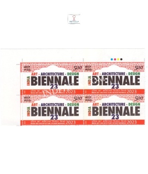 India 2023 India Art Architecture Desogn Biennale Mnh Block Of 4 Traffic Light Stamp