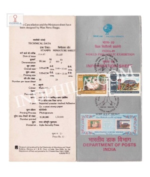 India 89 International Stamp Exhibiti New Delhi Brochure With First Day Cancelation 1987