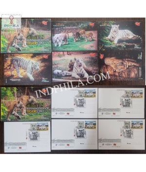 International Tiger Day Set Of 5 Cancelled Post Cards