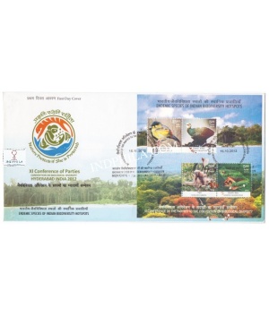 Miniature Sheet First Day Cover Of Endemic Species Of Indian Biodiversity Hotspots 16 Oct 2012